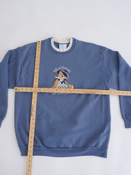 Vintage MCE Sportswear Blue Grandma Bear Teddy Graphic Sweatshirt Cotton XL - Picture 3 of 8